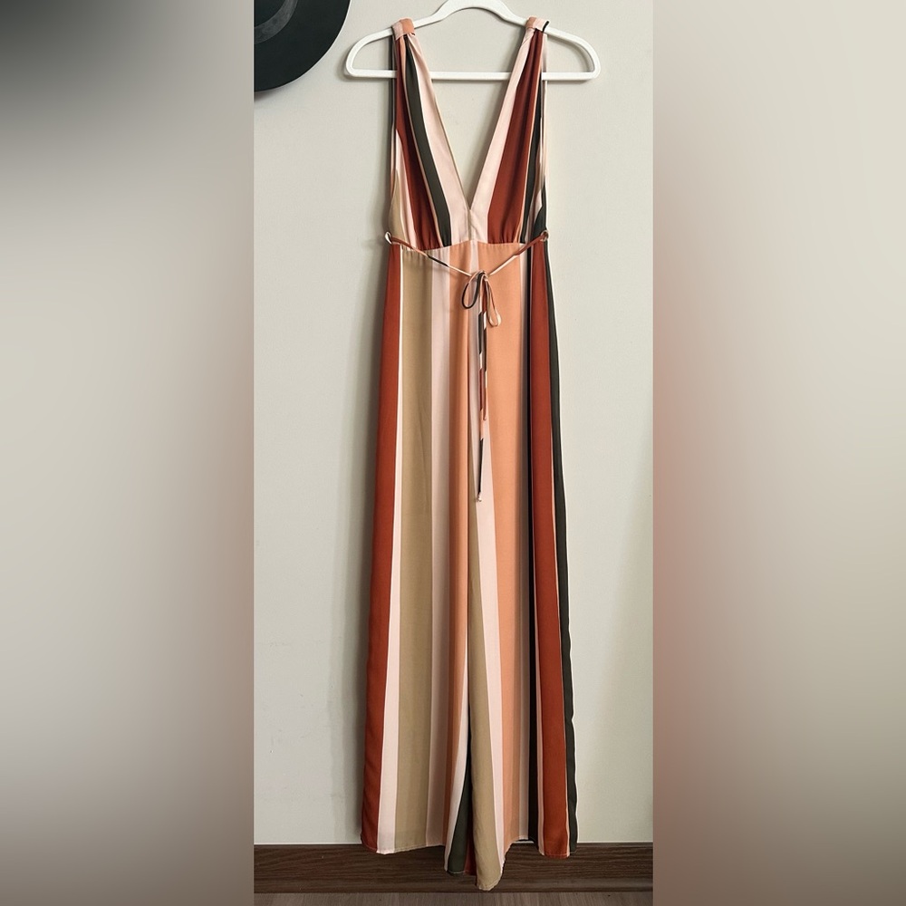 Deep V Wide Leg Jumpsuit